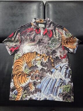 Wacko Maria Guilty Parties Button Shirt Japan Graphic Print Tiger Dragon Medium